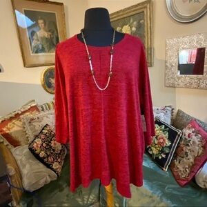 Catherine's Sweater Size 3X Red 3/4 Sleeves Plus Size